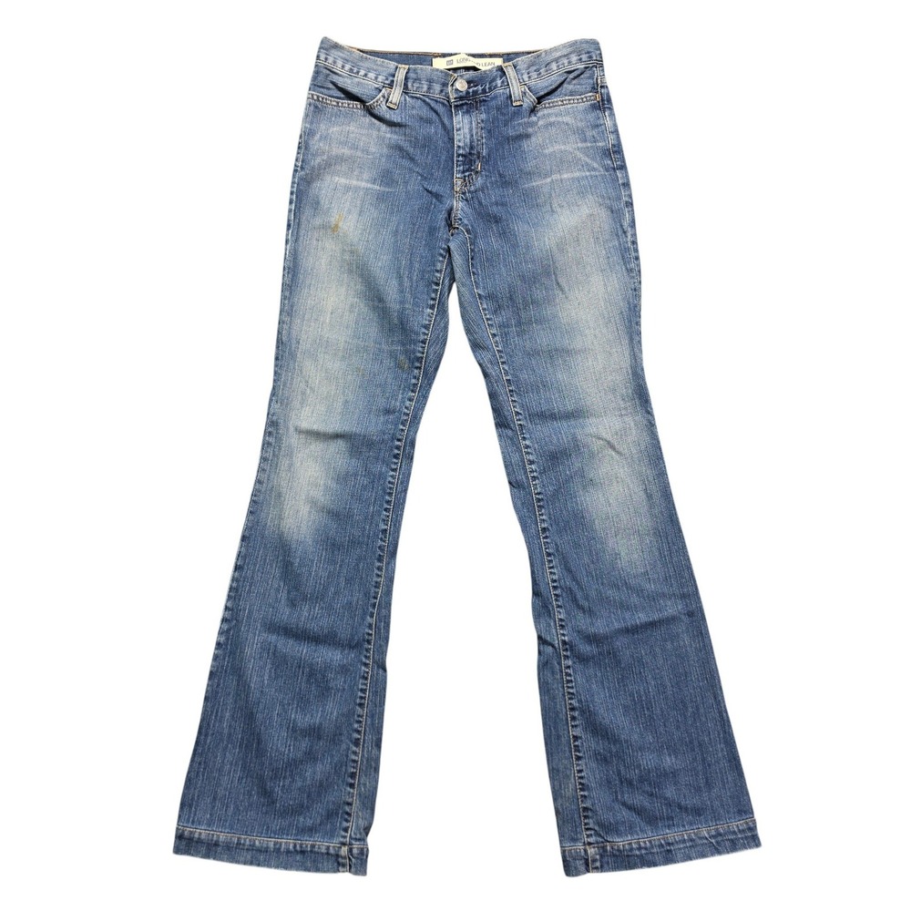 Y2K Indie Sleaze Retro Distressed Long & Lean Flare Jeans Womens 6 Long Blue GAP